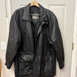 Vintage Men's Black Leather Coat